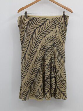Vintage Y2K LAUREN RALPH LAUREN Midi Skirt Flare Hem Tropical Print Silk Linen